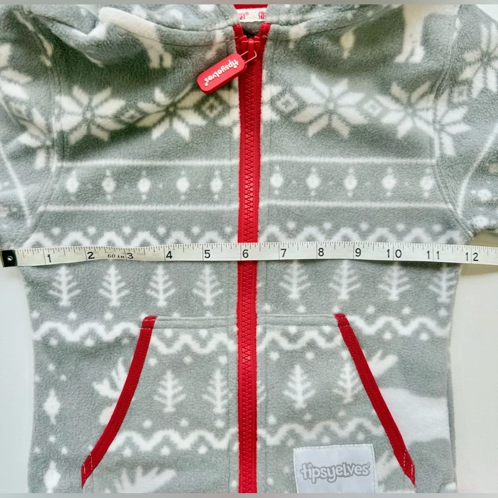 Tipsy elves, Christmas holiday, grey moose fleece jumpsuit/pajamas size XS EUC!